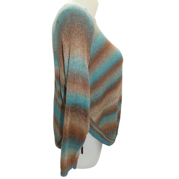 Telluride Blue Brown Striped Sweater Size L Boho Western Cozy Rustic Knit Top - Picture 5 of 7